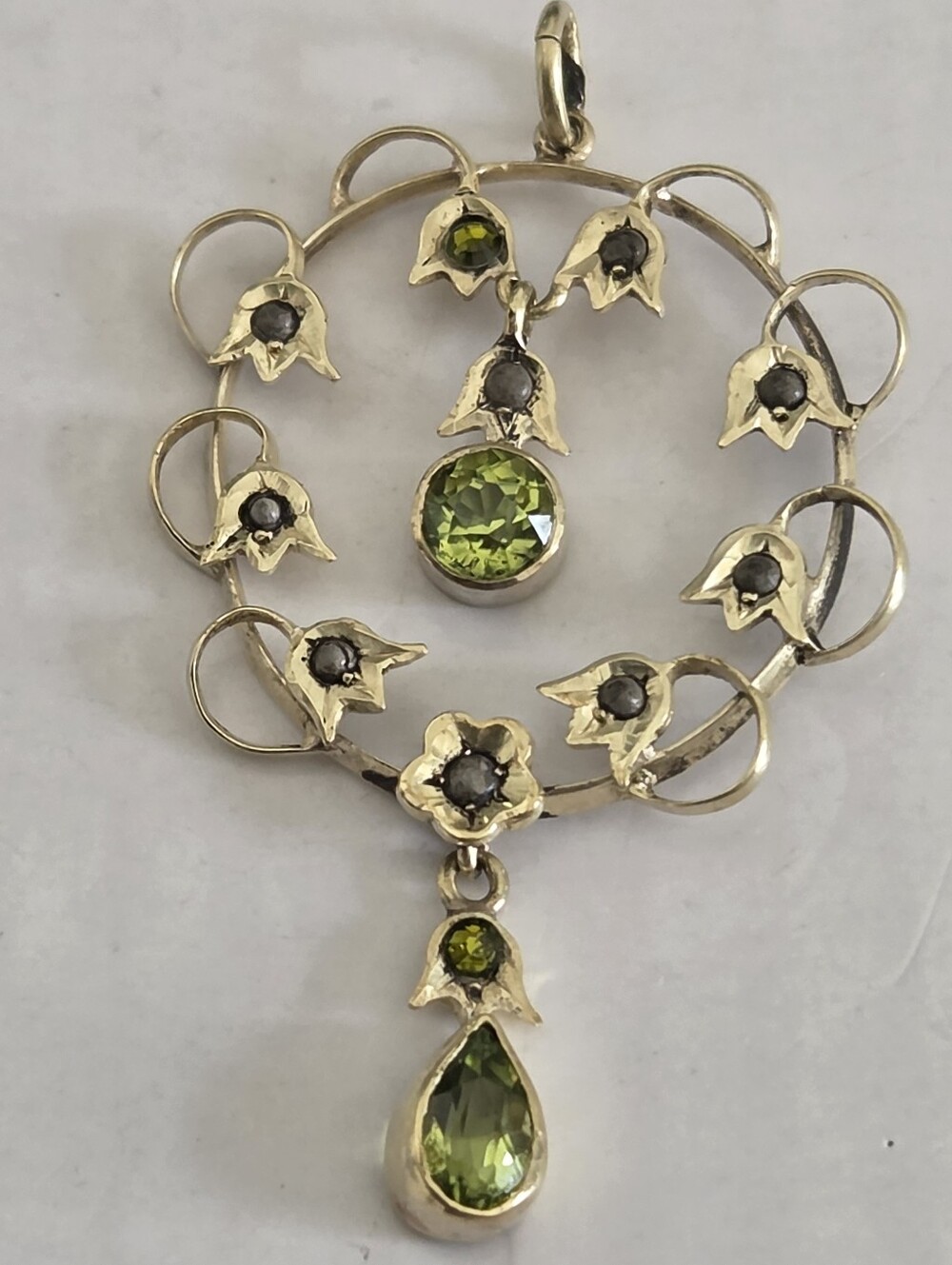 Antic 14 K Pwridot Pearls Pendant